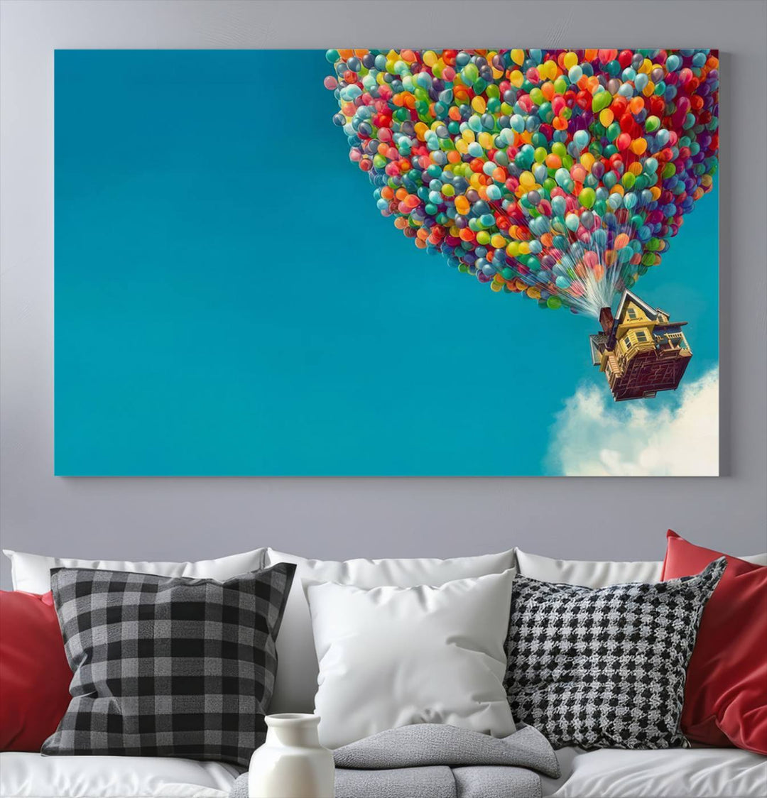 Carl Fredricksen, Up Movie Wall Art, Balloons Wall Art, Air Balloons for Kids Room Print