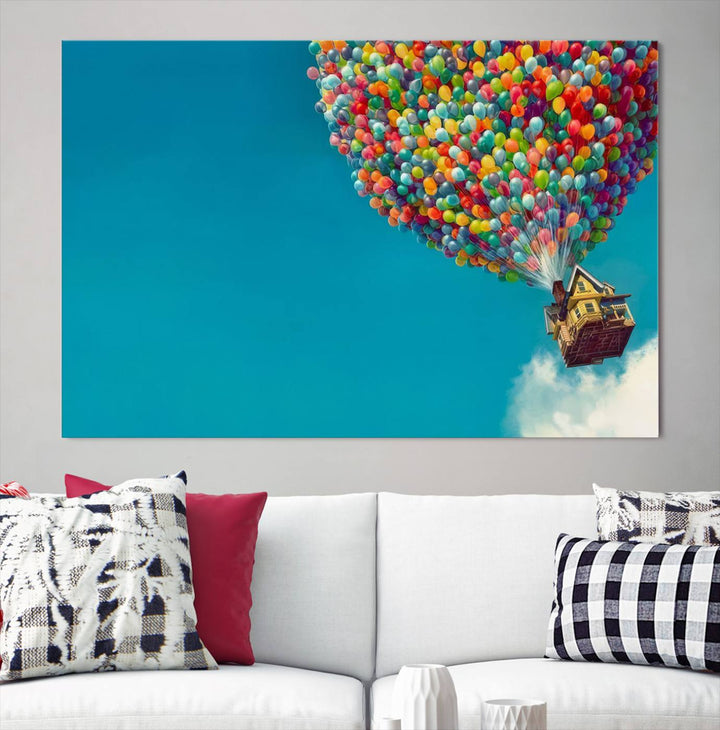 Carl Fredricksen, Up Movie Wall Art, Balloons Wall Art, Air Balloons for Kids Room Print