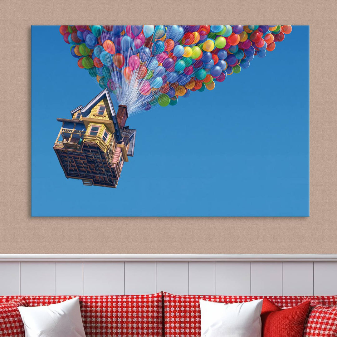 Carl Fredricksen, Up Movie Wall Art, Balloons Wall Art, Air Balloons for Kids Room Print