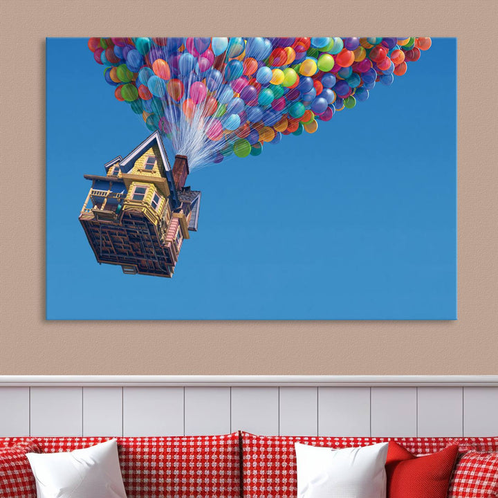 Carl Fredricksen, Up Movie Wall Art, Balloons Wall Art, Air Balloons for Kids Room Print