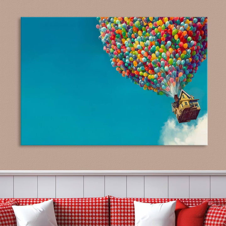 Carl Fredricksen, Up Movie Wall Art, Balloons Wall Art, Air Balloons for Kids Room Print