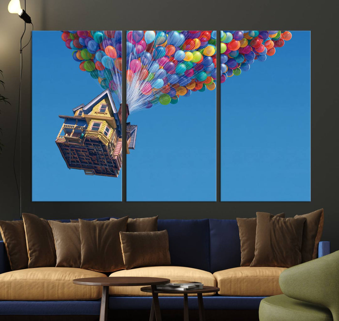 Carl Fredricksen, Up Movie Wall Art, Balloons Wall Art, Air Balloons for Kids Room Print