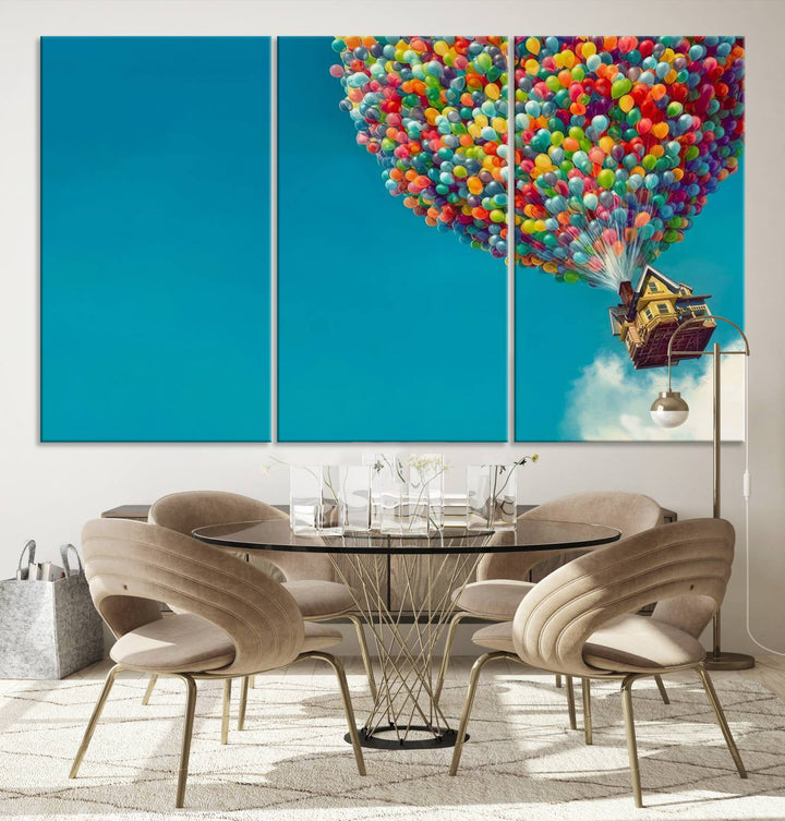 Carl Fredricksen, Up Movie Wall Art, Balloons Wall Art, Air Balloons for Kids Room Print