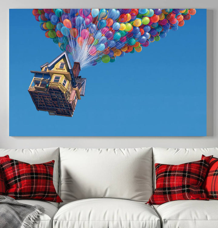 Carl Fredricksen, Up Movie Wall Art, Balloons Wall Art, Air Balloons for Kids Room Print