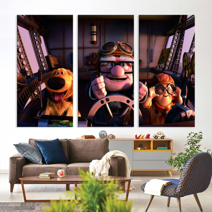 Carl Russel And Dog, Movie Up Poster, Movie Up Wall Art, Movie Up Poster Print, Carl Fredricksen,Cartoon Canvas, Kids Wall Art Canvas Print