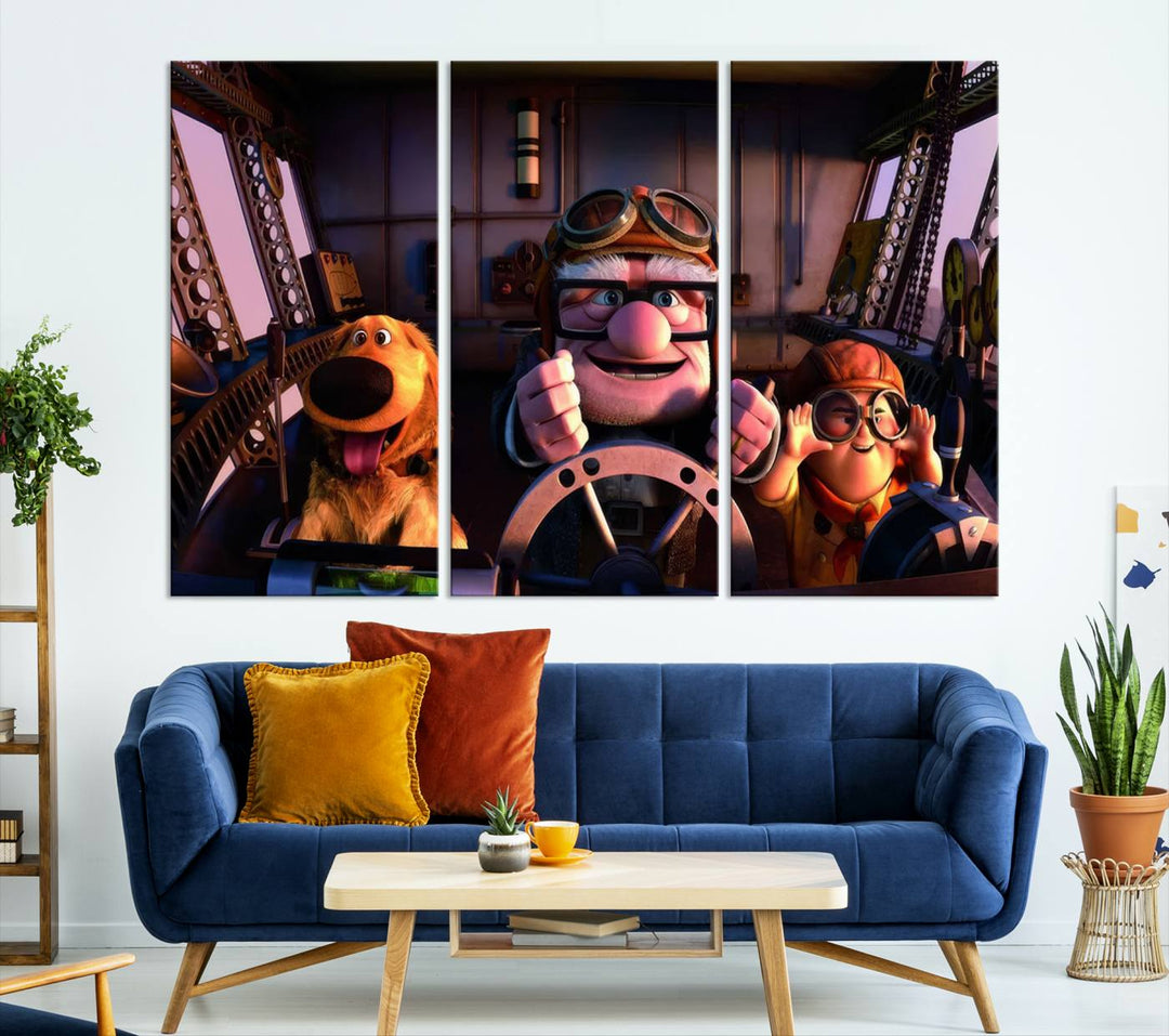 Carl Russel And Dog, Movie Up Poster, Movie Up Wall Art, Movie Up Poster Print, Carl Fredricksen,Cartoon Canvas, Kids Wall Art Canvas Print