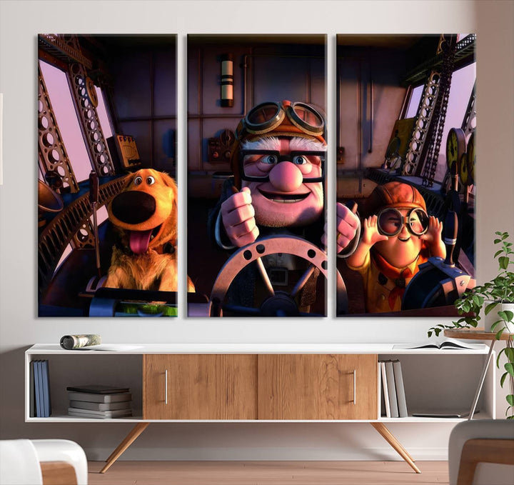 Carl Russel And Dog, Movie Up Poster, Movie Up Wall Art, Movie Up Poster Print, Carl Fredricksen,Cartoon Canvas, Kids Wall Art Canvas Print