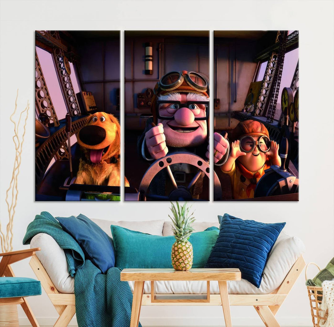 Carl Russel And Dog, Movie Up Poster, Movie Up Wall Art, Movie Up Poster Print, Carl Fredricksen,Cartoon Canvas, Kids Wall Art Canvas Print