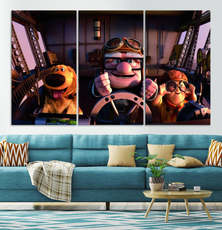 Carl Russel And Dog, Movie Up Poster, Movie Up Wall Art, Movie Up Poster Print, Carl Fredricksen,Cartoon Canvas, Kids Wall Art Canvas Print