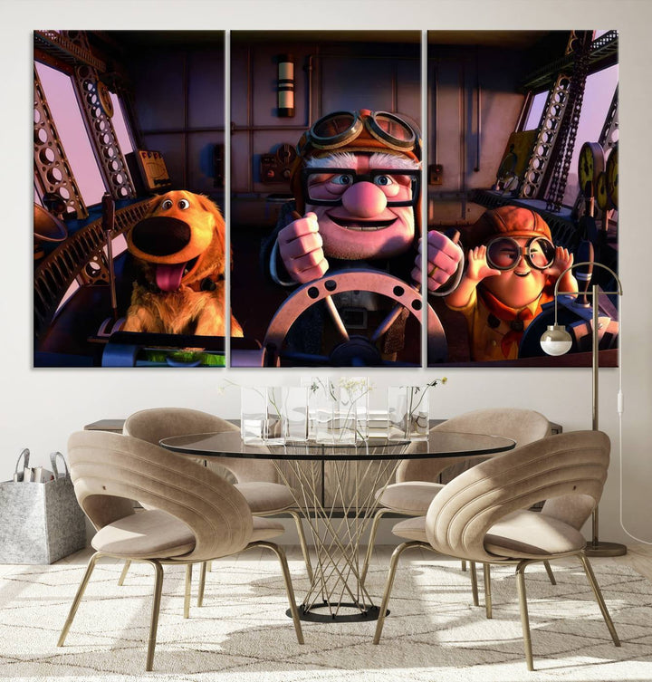 Carl Russel And Dog, Movie Up Poster, Movie Up Wall Art, Movie Up Poster Print, Carl Fredricksen,Cartoon Canvas, Kids Wall Art Canvas Print