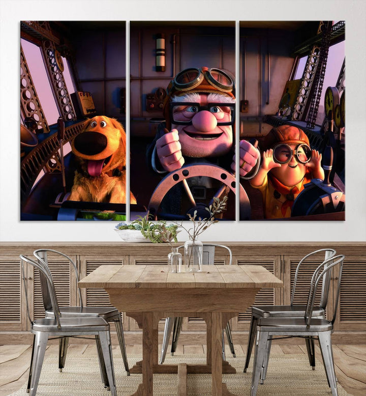 Carl Russel And Dog, Movie Up Poster, Movie Up Wall Art, Movie Up Poster Print, Carl Fredricksen,Cartoon Canvas, Kids Wall Art Canvas Print