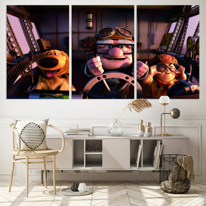 Carl Russel And Dog, Movie Up Poster, Movie Up Wall Art, Movie Up Poster Print, Carl Fredricksen,Cartoon Canvas, Kids Wall Art Canvas Print