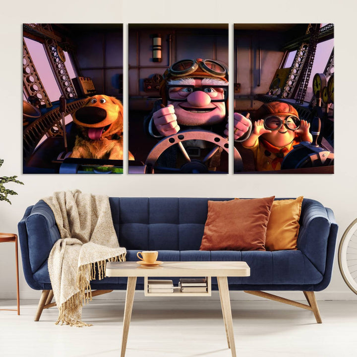 Carl Russel And Dog, Movie Up Poster, Movie Up Wall Art, Movie Up Poster Print, Carl Fredricksen,Cartoon Canvas, Kids Wall Art Canvas Print