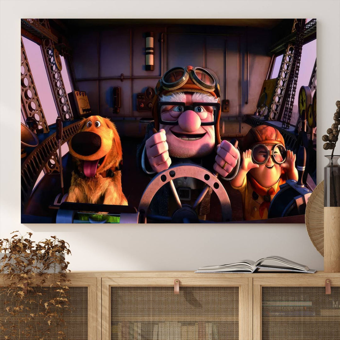 Carl Russel And Dog, Movie Up Poster, Movie Up Wall Art, Movie Up Poster Print, Carl Fredricksen,Cartoon Canvas, Kids Wall Art Canvas Print