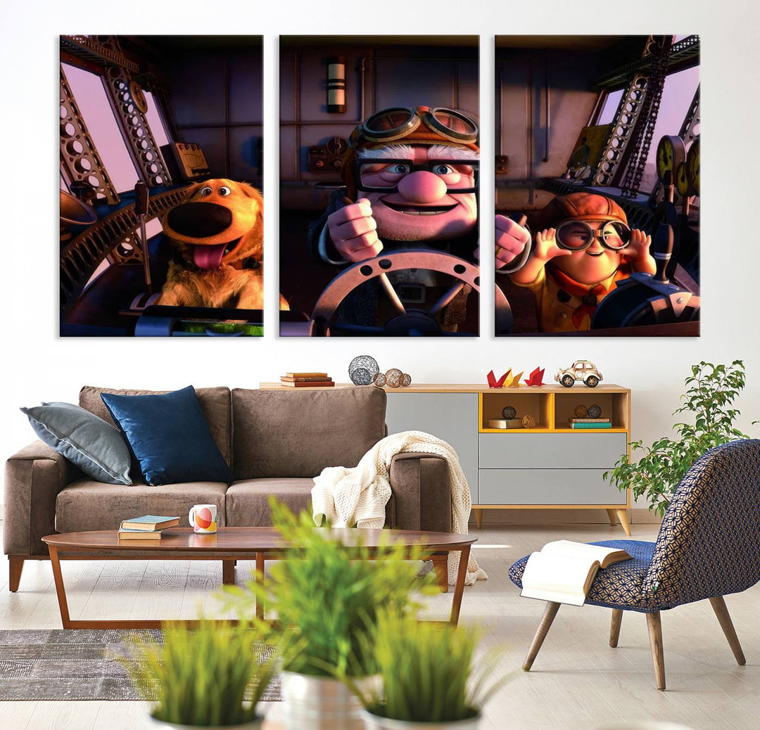 Carl Russel And Dog, Movie Up Poster, Movie Up Wall Art, Movie Up Poster Print, Carl Fredricksen,Cartoon Canvas, Kids Wall Art Canvas Print