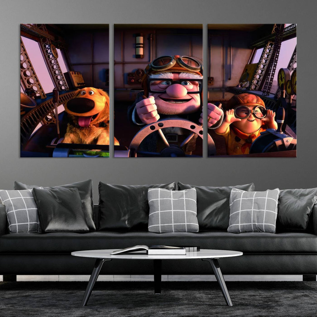 Carl Russel And Dog, Movie Up Poster, Movie Up Wall Art, Movie Up Poster Print, Carl Fredricksen,Cartoon Canvas, Kids Wall Art Canvas Print