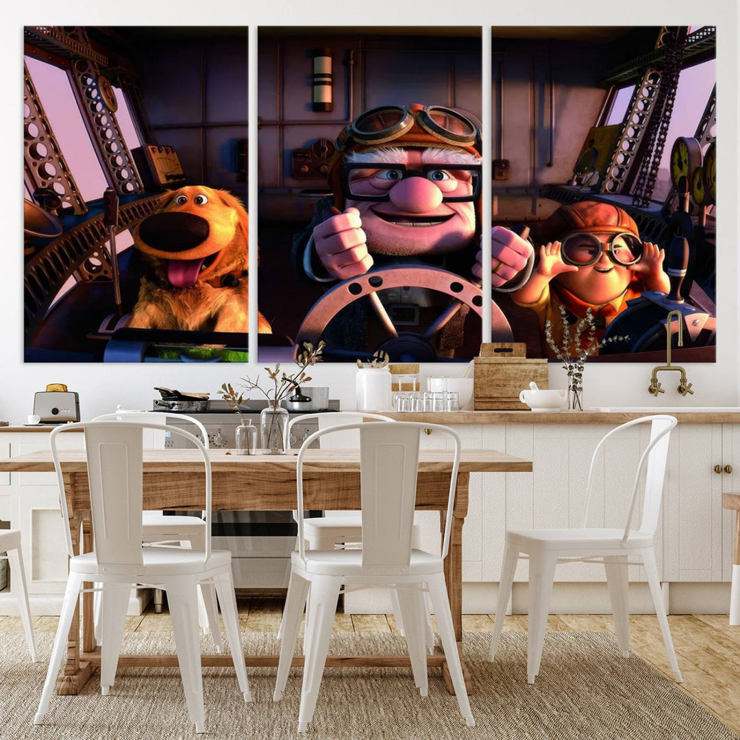 Carl Russel And Dog, Movie Up Poster, Movie Up Wall Art, Movie Up Poster Print, Carl Fredricksen,Cartoon Canvas, Kids Wall Art Canvas Print