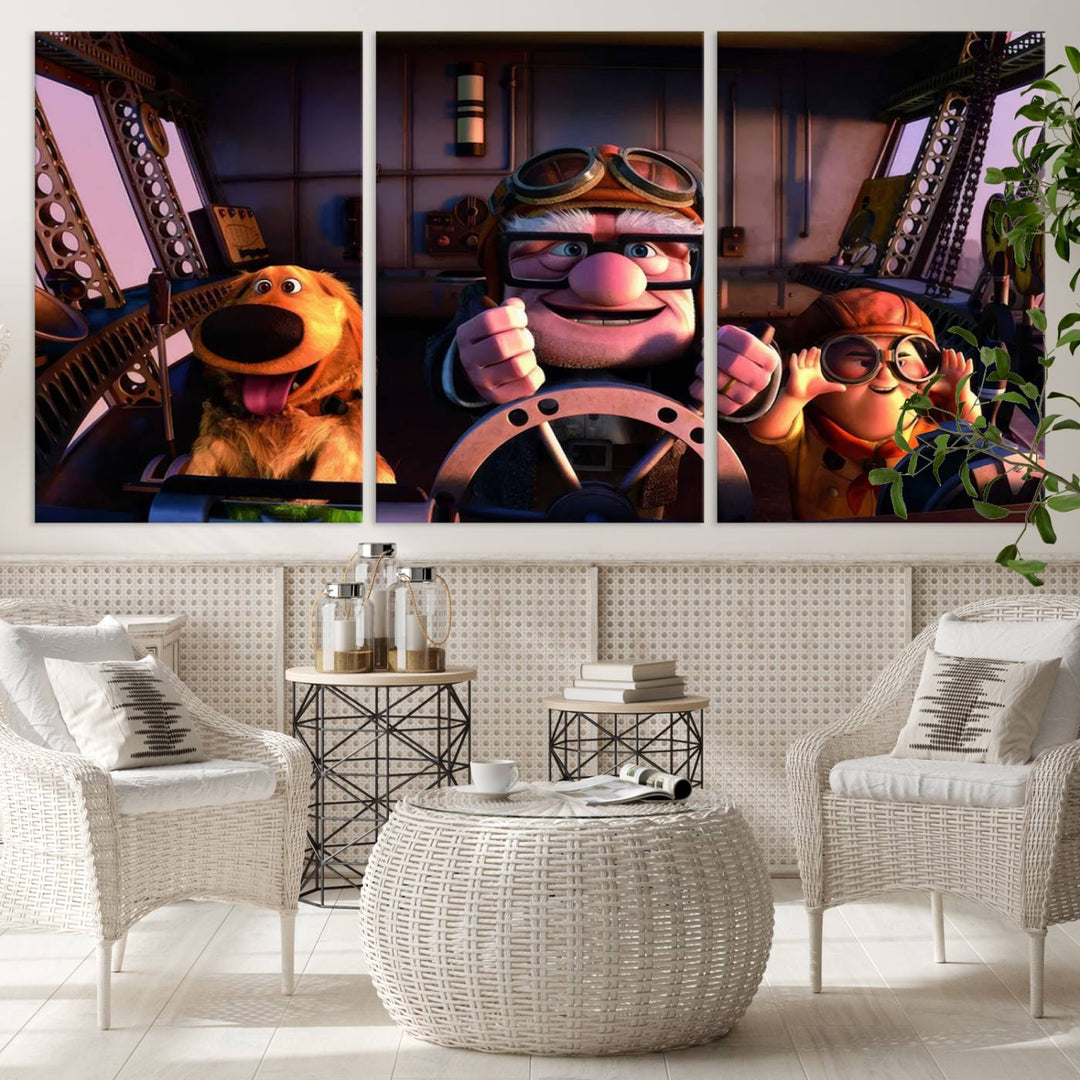 Carl Russel And Dog, Movie Up Poster, Movie Up Wall Art, Movie Up Poster Print, Carl Fredricksen,Cartoon Canvas, Kids Wall Art Canvas Print