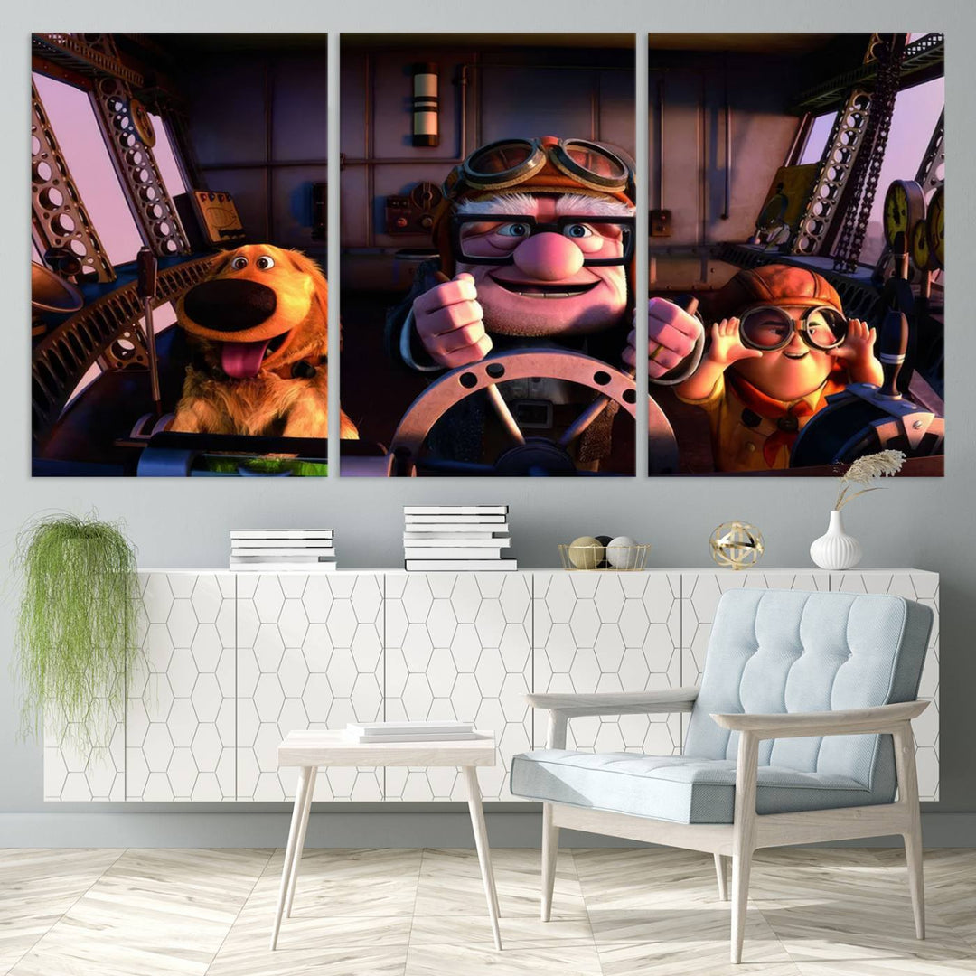 Carl Russel And Dog, Movie Up Poster, Movie Up Wall Art, Movie Up Poster Print, Carl Fredricksen,Cartoon Canvas, Kids Wall Art Canvas Print