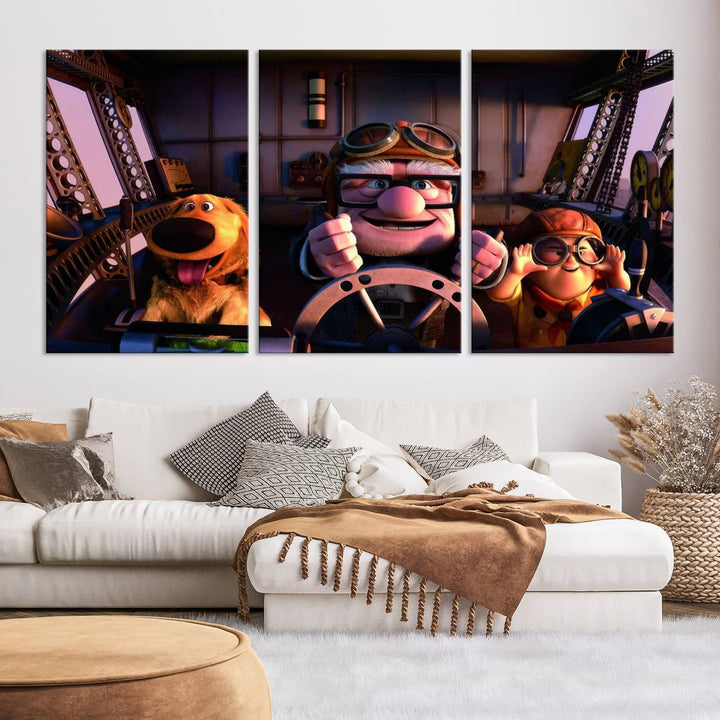 Carl Russel And Dog, Movie Up Poster, Movie Up Wall Art, Movie Up Poster Print, Carl Fredricksen,Cartoon Canvas, Kids Wall Art Canvas Print