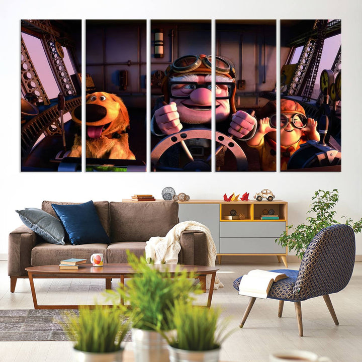 Carl Russel And Dog, Movie Up Poster, Movie Up Wall Art, Movie Up Poster Print, Carl Fredricksen,Cartoon Canvas, Kids Wall Art Canvas Print