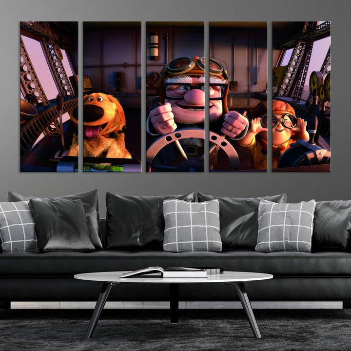 Carl Russel And Dog, Movie Up Poster, Movie Up Wall Art, Movie Up Poster Print, Carl Fredricksen,Cartoon Canvas, Kids Wall Art Canvas Print