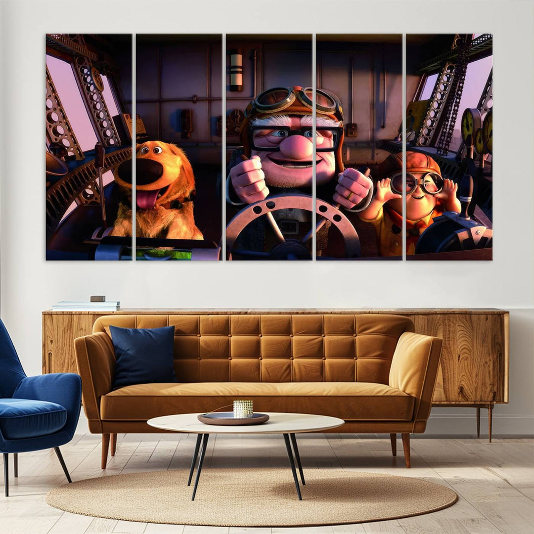 Carl Russel And Dog, Movie Up Poster, Movie Up Wall Art, Movie Up Poster Print, Carl Fredricksen,Cartoon Canvas, Kids Wall Art Canvas Print