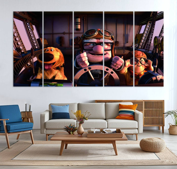 Carl Russel And Dog, Movie Up Poster, Movie Up Wall Art, Movie Up Poster Print, Carl Fredricksen,Cartoon Canvas, Kids Wall Art Canvas Print