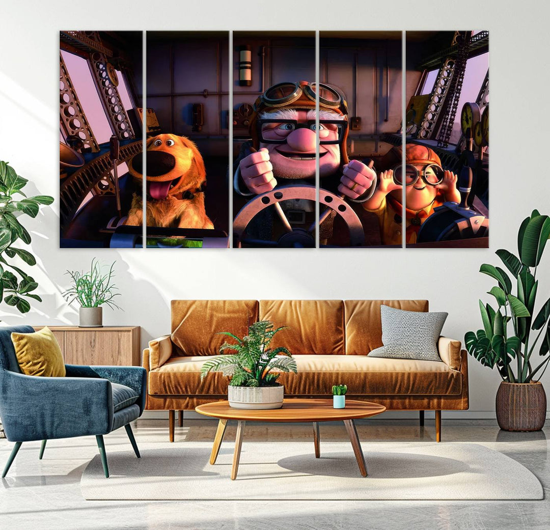 Carl Russel And Dog, Movie Up Poster, Movie Up Wall Art, Movie Up Poster Print, Carl Fredricksen,Cartoon Canvas, Kids Wall Art Canvas Print