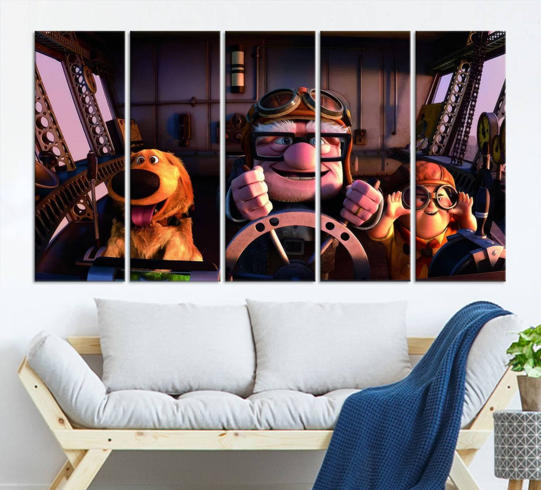 Carl Russel And Dog, Movie Up Poster, Movie Up Wall Art, Movie Up Poster Print, Carl Fredricksen,Cartoon Canvas, Kids Wall Art Canvas Print