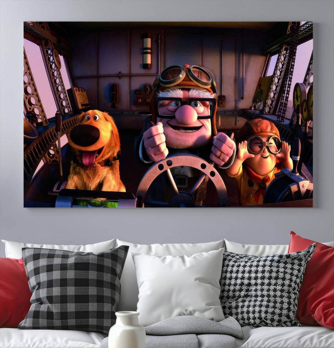 Carl Russel And Dog, Movie Up Poster, Movie Up Wall Art, Movie Up Poster Print, Carl Fredricksen,Cartoon Canvas, Kids Wall Art Canvas Print