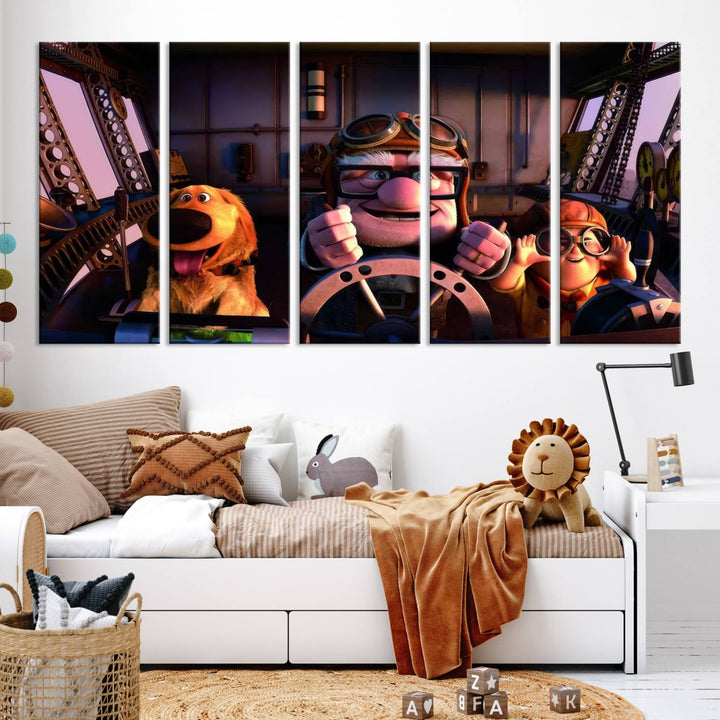 Carl Russel And Dog, Movie Up Poster, Movie Up Wall Art, Movie Up Poster Print, Carl Fredricksen,Cartoon Canvas, Kids Wall Art Canvas Print