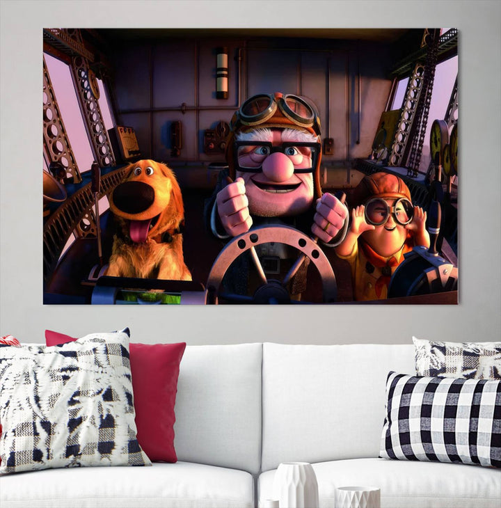 Carl Russel And Dog, Movie Up Poster, Movie Up Wall Art, Movie Up Poster Print, Carl Fredricksen,Cartoon Canvas, Kids Wall Art Canvas Print