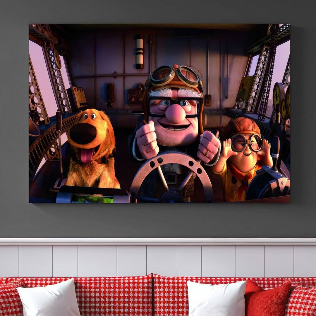 Carl Russel And Dog, Movie Up Poster, Movie Up Wall Art, Movie Up Poster Print, Carl Fredricksen,Cartoon Canvas, Kids Wall Art Canvas Print