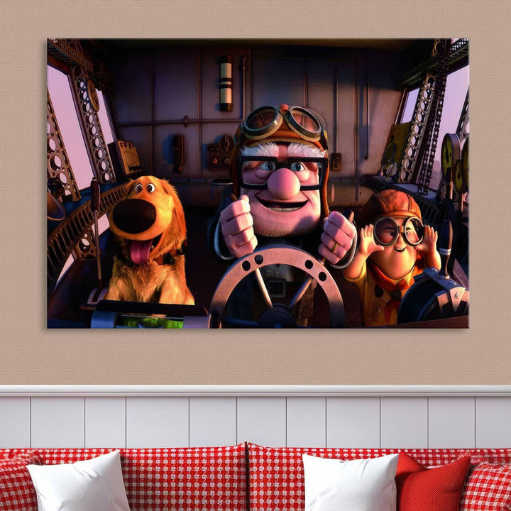 Carl Russel And Dog, Movie Up Poster, Movie Up Wall Art, Movie Up Poster Print, Carl Fredricksen,Cartoon Canvas, Kids Wall Art Canvas Print