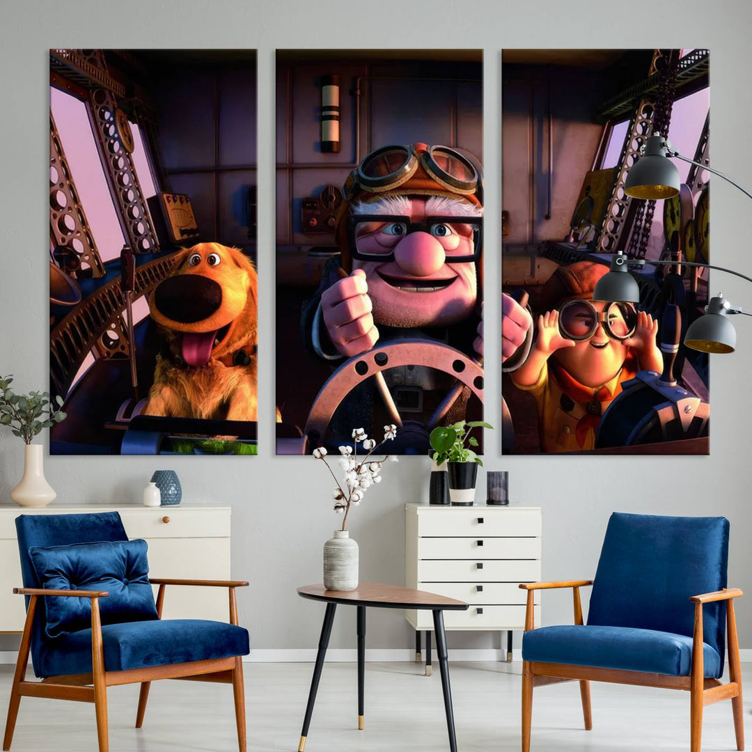 Carl Russel And Dog, Movie Up Poster, Movie Up Wall Art, Movie Up Poster Print, Carl Fredricksen,Cartoon Canvas, Kids Wall Art Canvas Print