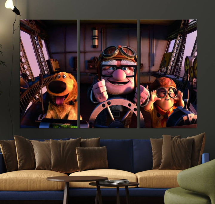 Carl Russel And Dog, Movie Up Poster, Movie Up Wall Art, Movie Up Poster Print, Carl Fredricksen,Cartoon Canvas, Kids Wall Art Canvas Print