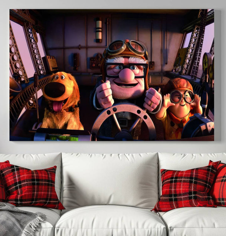 Carl Russel And Dog, Movie Up Poster, Movie Up Wall Art, Movie Up Poster Print, Carl Fredricksen,Cartoon Canvas, Kids Wall Art Canvas Print