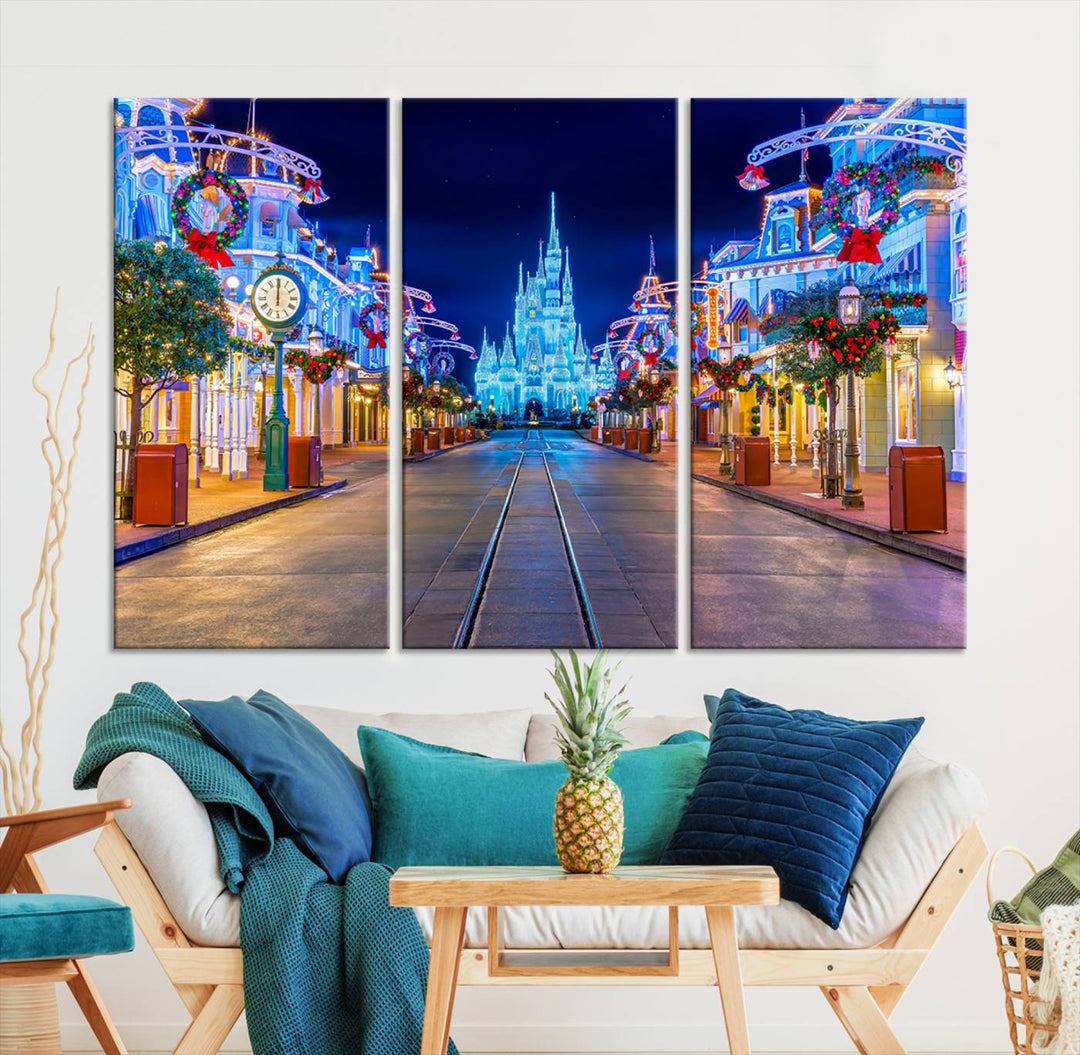 Castle Large Wall Art Disney Magic Kingdom Kids Room Decoration Disney World Christmas Home Decor Child gift - Stretched and Ready to Hang