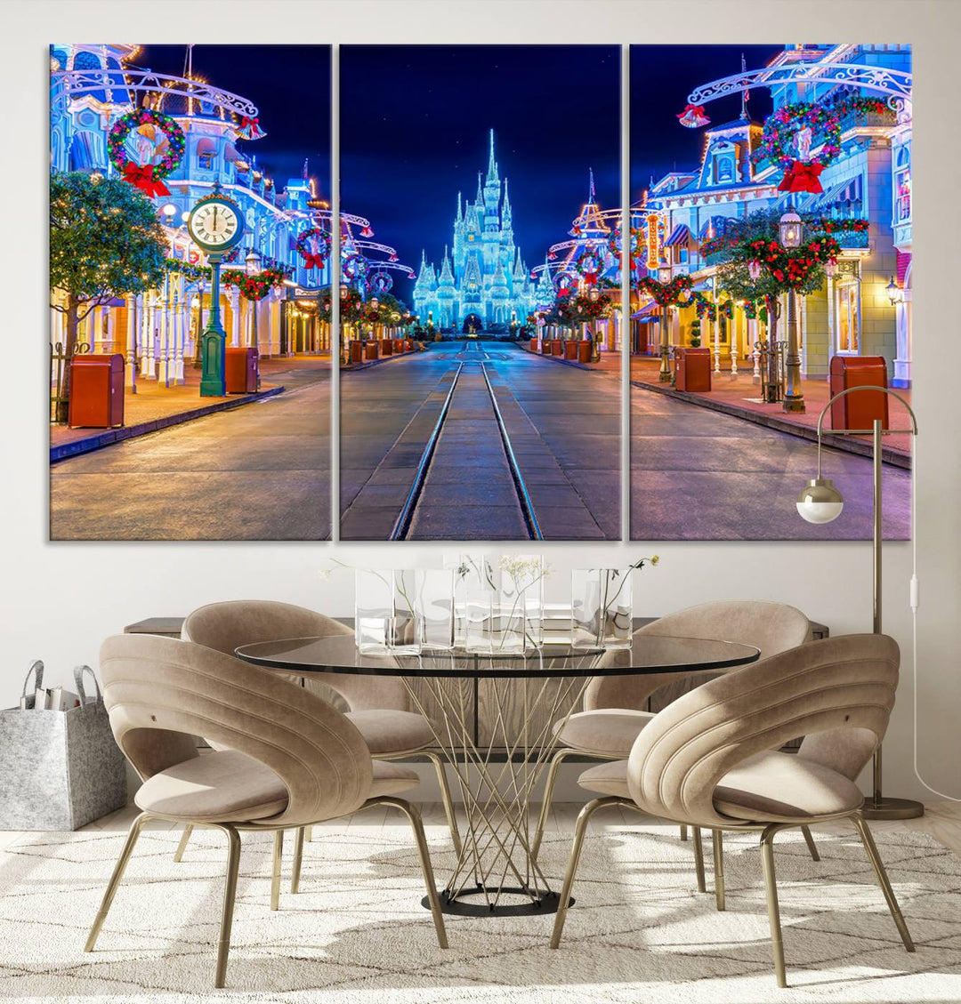 Castle Large Wall Art Disney Magic Kingdom Kids Room Decoration Disney World Christmas Home Decor Child gift - Stretched and Ready to Hang