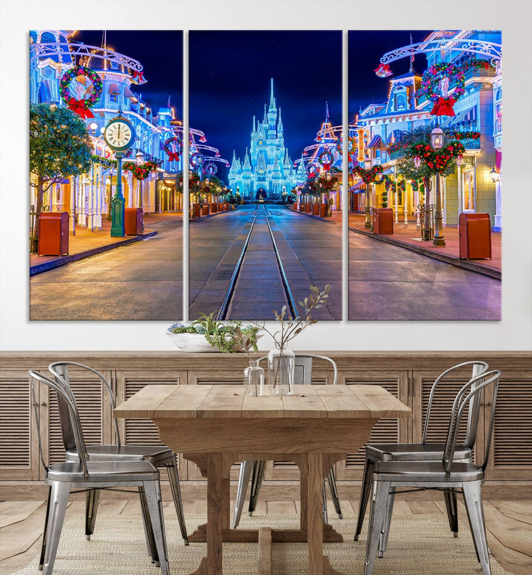 Castle Large Wall Art Disney Magic Kingdom Kids Room Decoration Disney World Christmas Home Decor Child gift - Stretched and Ready to Hang