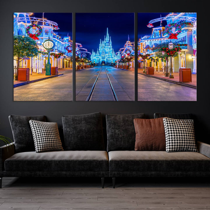 Castle Large Wall Art Disney Magic Kingdom Kids Room Decoration Disney World Christmas Home Decor Child gift - Stretched and Ready to Hang