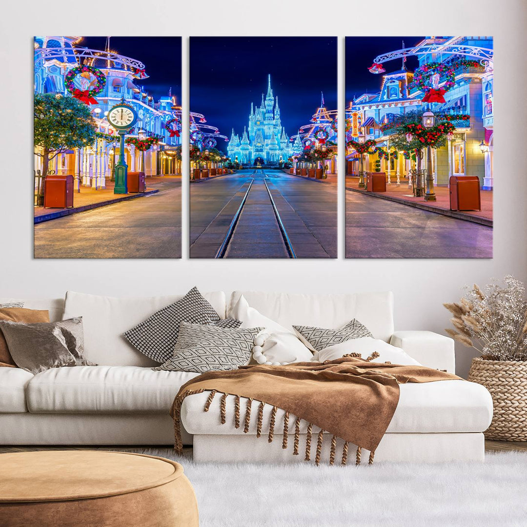 Castle Large Wall Art Disney Magic Kingdom Kids Room Decoration Disney World Christmas Home Decor Child gift - Stretched and Ready to Hang