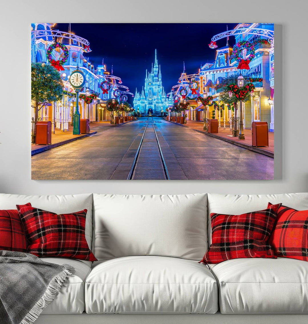 Castle Large Wall Art Disney Magic Kingdom Kids Room Decoration Disney World Christmas Home Decor Child gift - Stretched and Ready to Hang