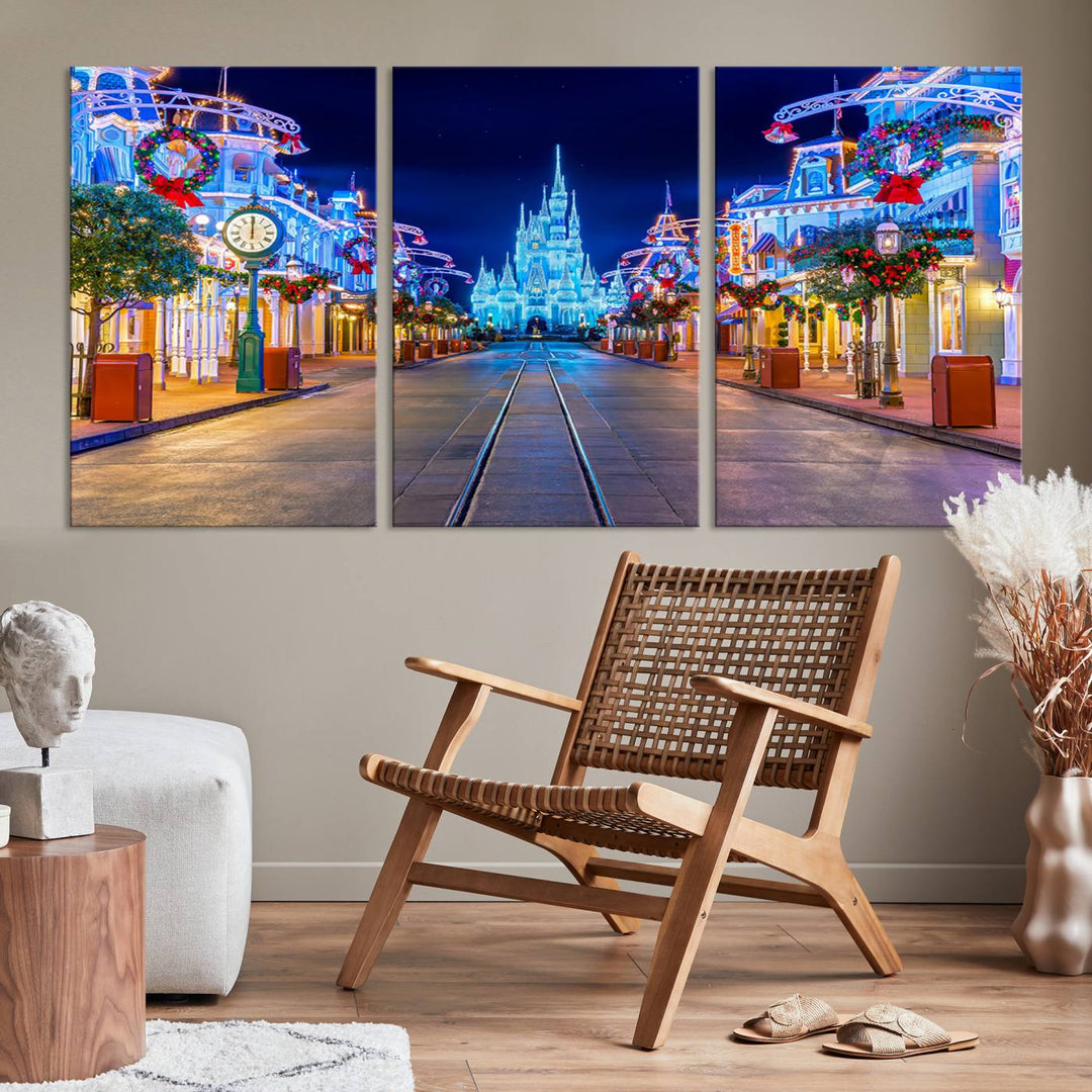 Castle Large Wall Art Disney Magic Kingdom Kids Room Decoration Disney World Christmas Home Decor Child gift - Stretched and Ready to Hang