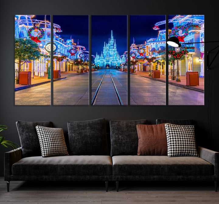 Castle Large Wall Art Disney Magic Kingdom Kids Room Decoration Disney World Christmas Home Decor Child gift - Stretched and Ready to Hang