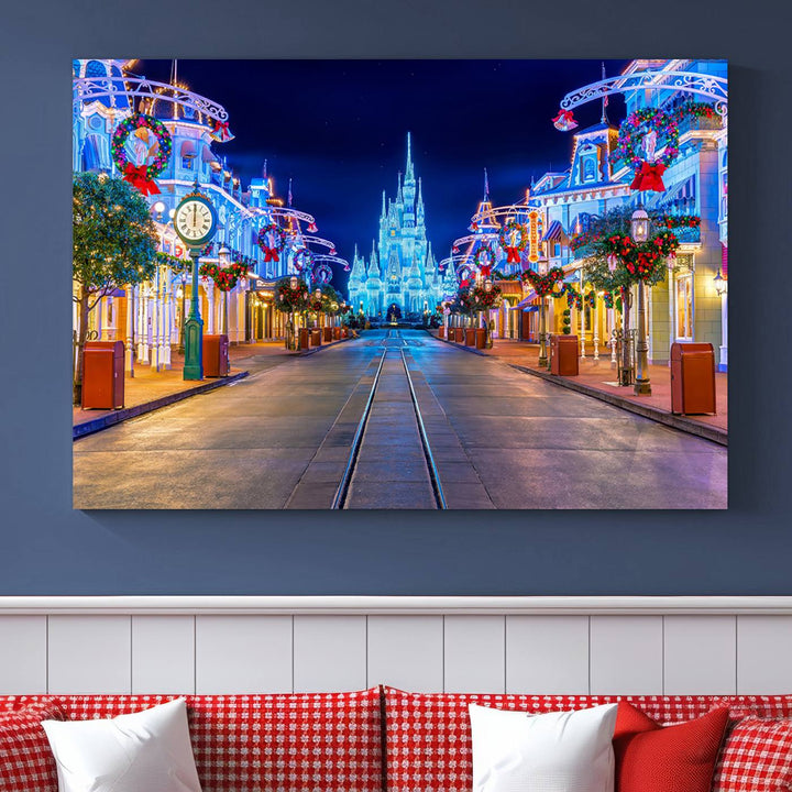 Castle Large Wall Art Disney Magic Kingdom Kids Room Decoration Disney World Christmas Home Decor Child gift - Stretched and Ready to Hang