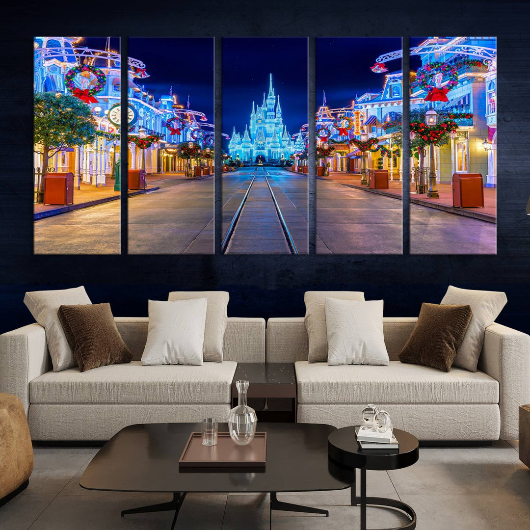 Castle Large Wall Art Disney Magic Kingdom Kids Room Decoration Disney World Christmas Home Decor Child gift - Stretched and Ready to Hang