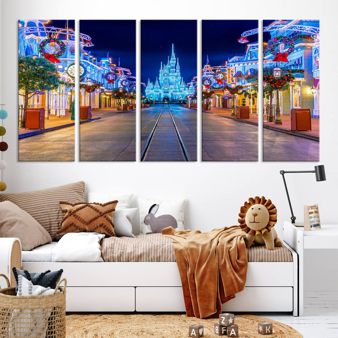 Castle Large Wall Art Disney Magic Kingdom Kids Room Decoration Disney World Christmas Home Decor Child gift - Stretched and Ready to Hang