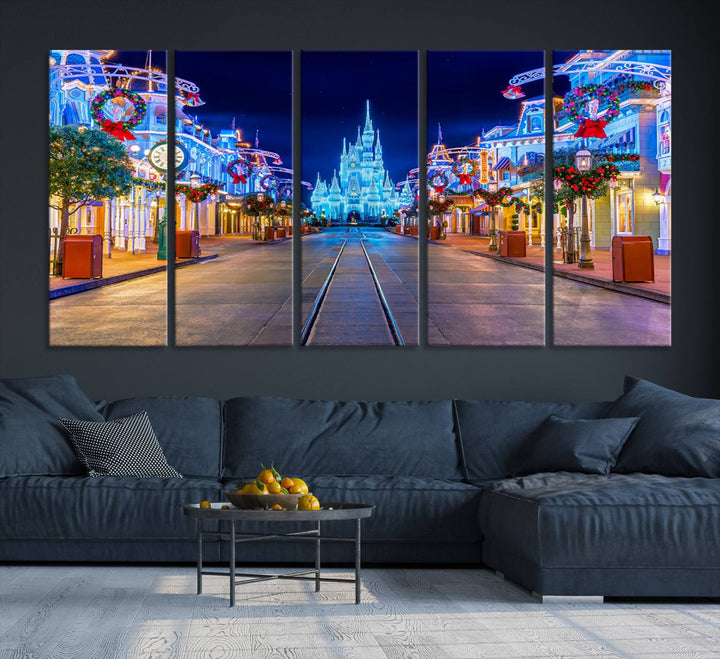 Castle Large Wall Art Disney Magic Kingdom Kids Room Decoration Disney World Christmas Home Decor Child gift - Stretched and Ready to Hang